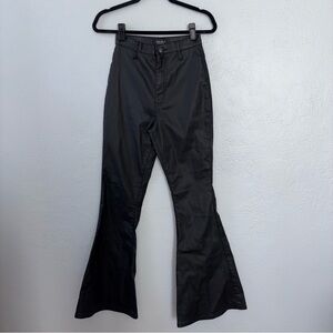 Black Faux Leather high rise bell bottom pants sz 28
